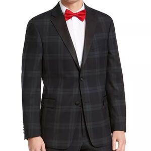 Men's Modern-Fit THFlex Stretch Green/Navy Blue Plaid Suit